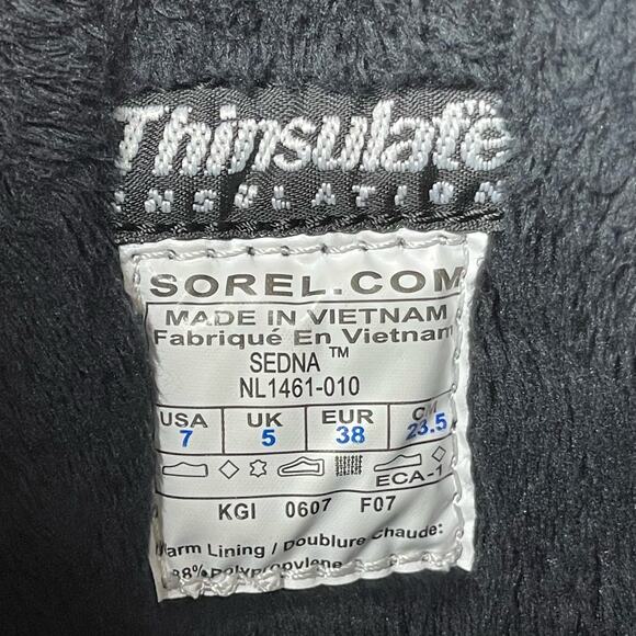 Sorel Sedna Thinsulate Black Waterproof Faux Fur Trim Boots Size W7 US - Picture 3 of 10